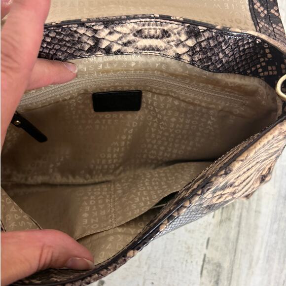 Kate Spade Snakeskin Leather Exotic Shoulder Bag Gold Chain Clip Closure Purse - Picture 6 of 7